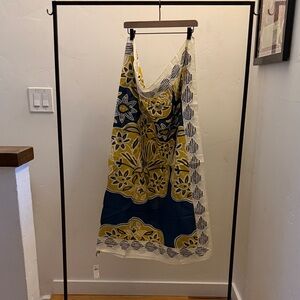 Anthropologie Yellow and Blue Floral Scarf